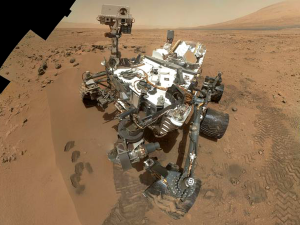 Self-portrait of the Curiosity rover at the Rocknest sample site, taken by MAHLI