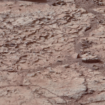 Mineralized crack fills at the John Klein locality indicating subsurface fluid flow.